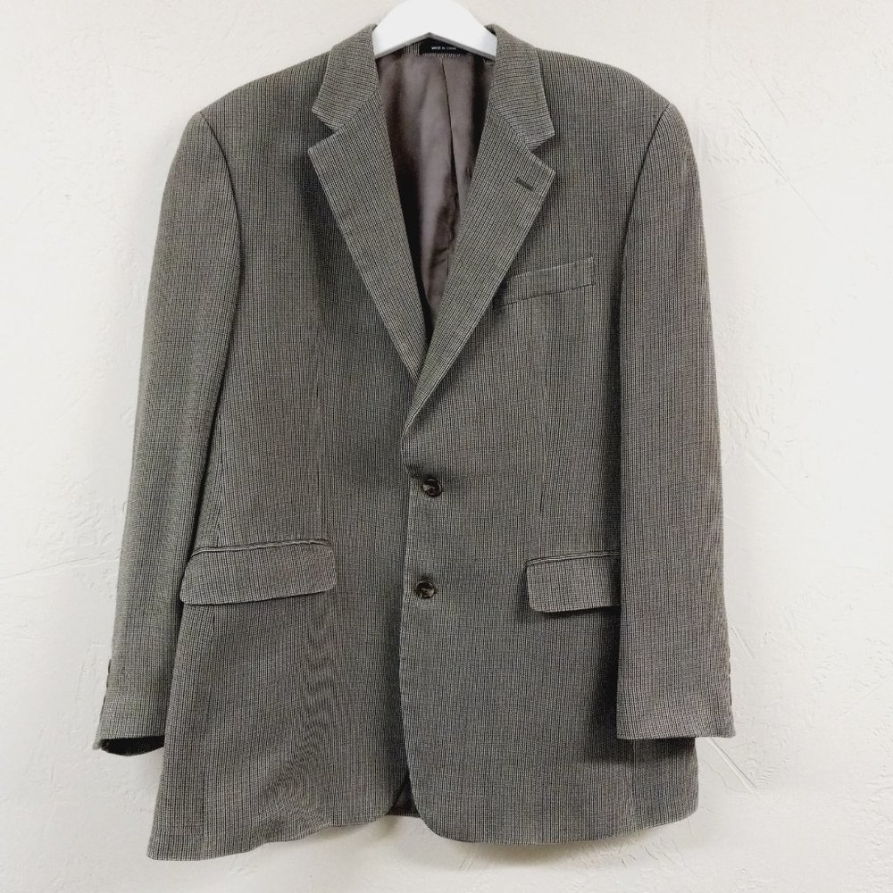 Chap's Mens Sport Jacket Blazer Sport Coat Two Button 100% Silk Size 42L
